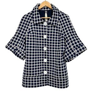 Uncle Frank Women Size XS Blue White Polka Dots Button Down Jacket  3/4 Sleeve